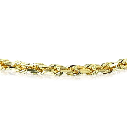 18K Yellow Gold 2.5mm Diamond-Cut Rope Bracelet (Solid Links) 7", 7.5", 8" - Italy