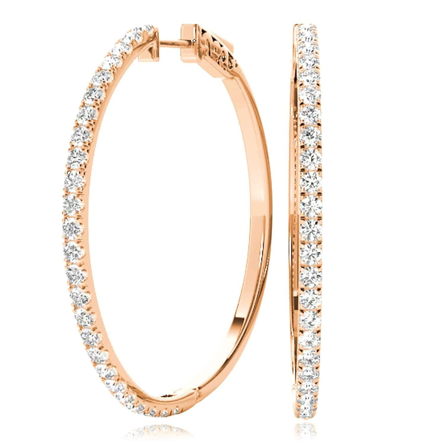 0.30CTW Lab-Grown Diamond Real 14K Gold Inside-Out Hoop Earrings 17mm