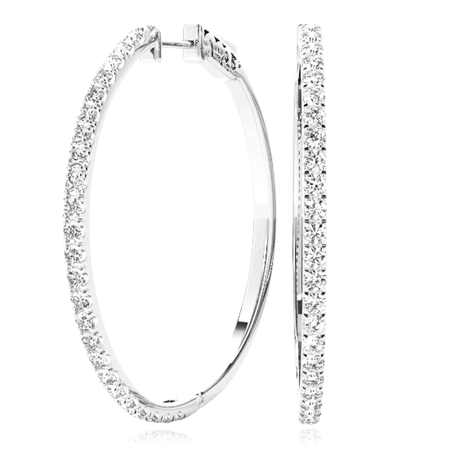 0.30CTW Lab-Grown Diamond Real 14K Gold Inside-Out Hoop Earrings 17mm
