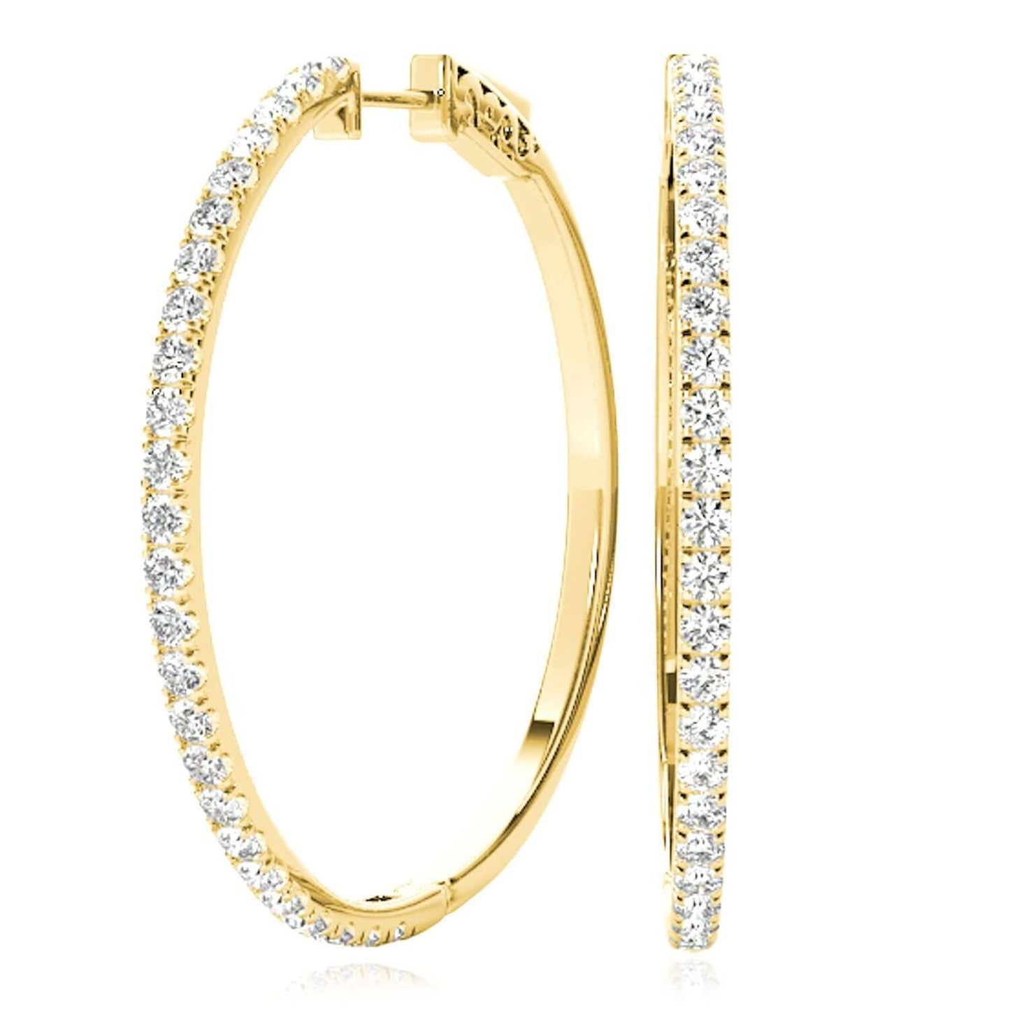 0.30CTW Lab-Grown Diamond Real 14K Gold Inside-Out Hoop Earrings 17mm