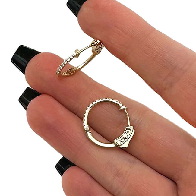 0.30CTW Lab-Grown Diamond Real 14K Gold Inside-Out Hoop Earrings 17mm