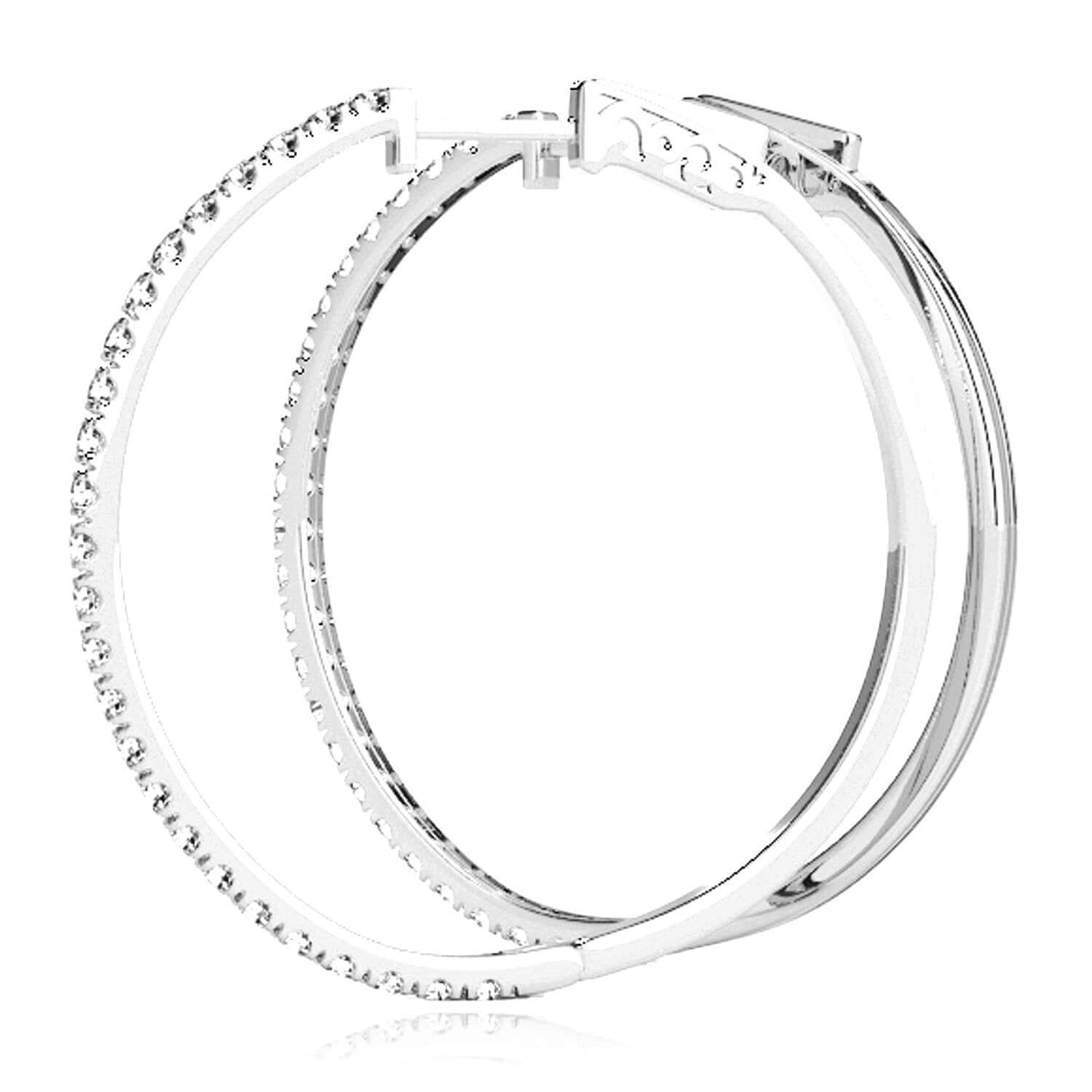 0.30CTW Lab-Grown Diamond Real 14K Gold Inside-Out Hoop Earrings 17mm