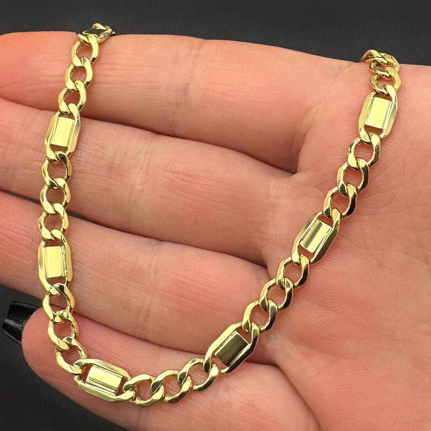 Real 14K Gold 5.5mm Solid Cuban Link Chain Necklace 22" Lobster Clasp Italy