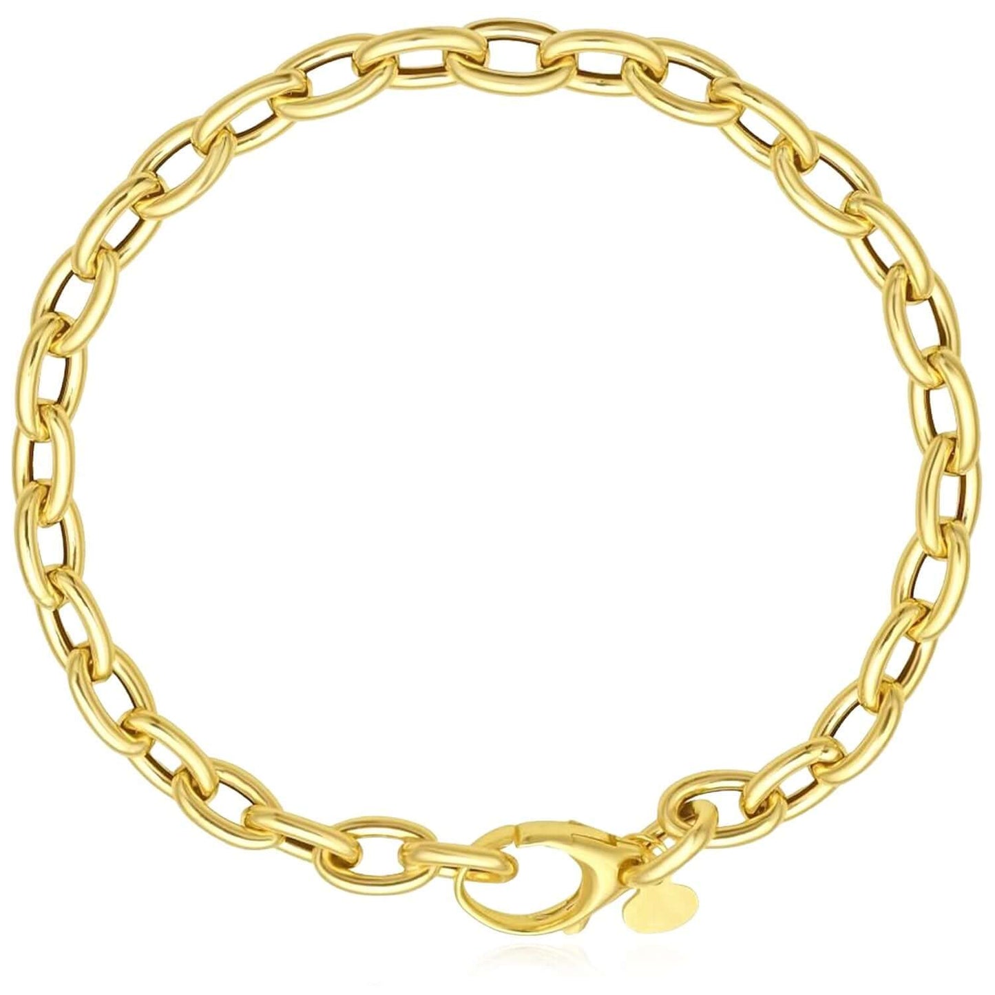 14K Yellow Gold 5mm Rolo Bracelet (Hollow) 7" Best for Lock Connectors