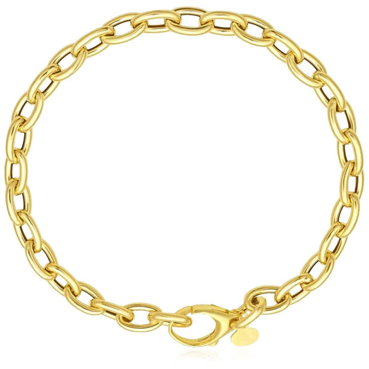 14K Yellow Gold 5mm Rolo Bracelet (Hollow) 7" Best for Lock Connectors
