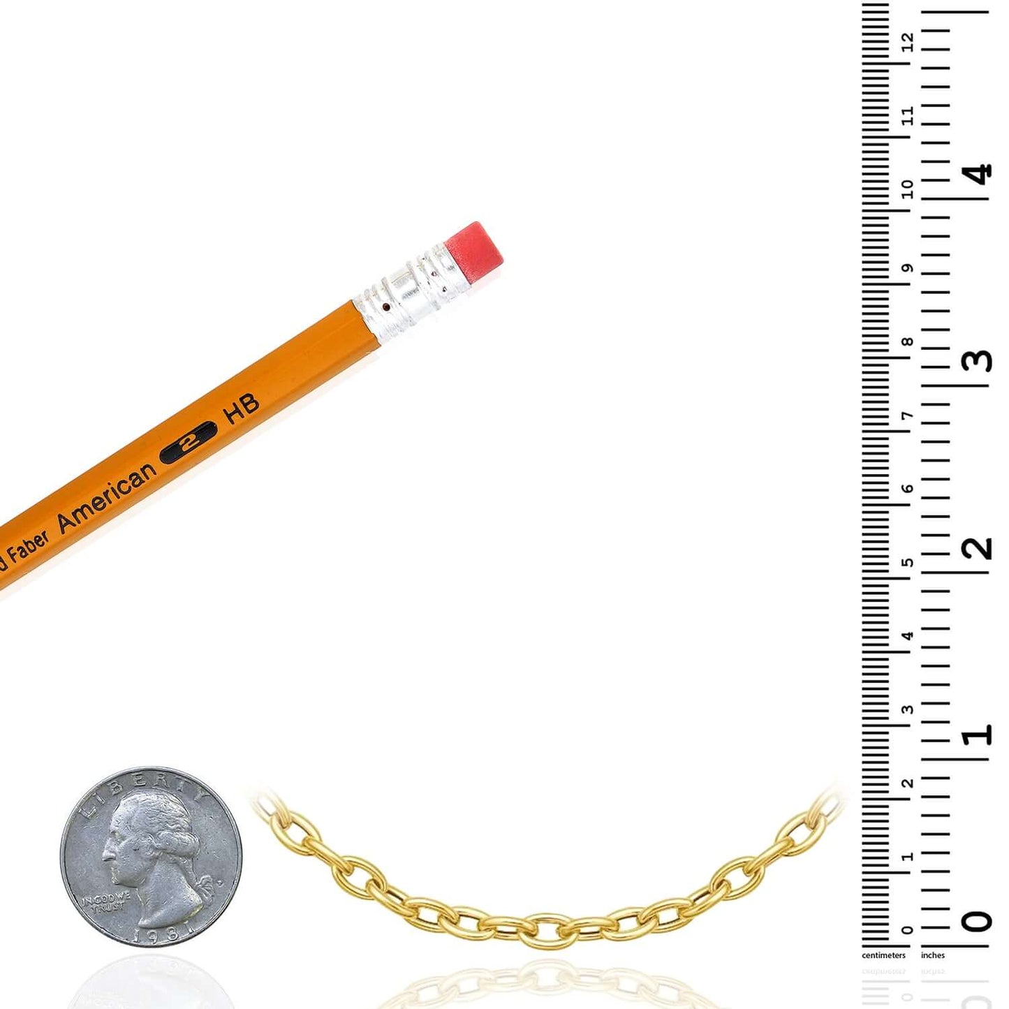Real 14K Gold Rolo 5mm Chain Necklace 18" Best for Lock Connectors