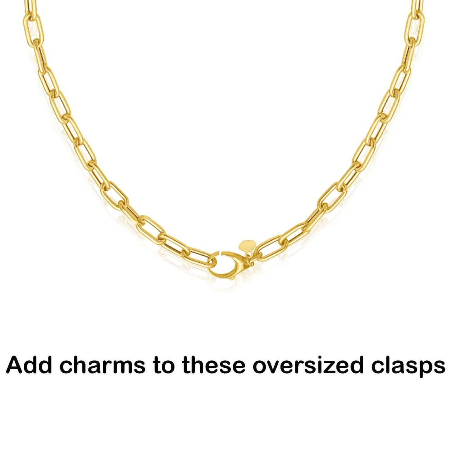 Real 14K Gold 18" Paperclip Necklace Oversized Clasp Best for Lock Connectors
