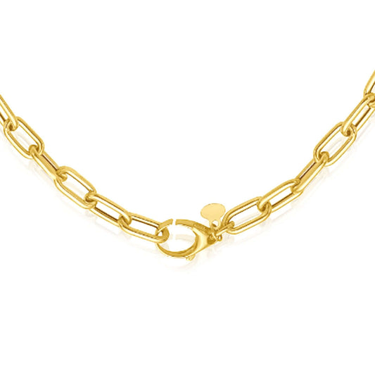 14K Yellow Gold Paperclip Necklace (Hollow) 18" Oversized Clasp Best for Lock Connectors
