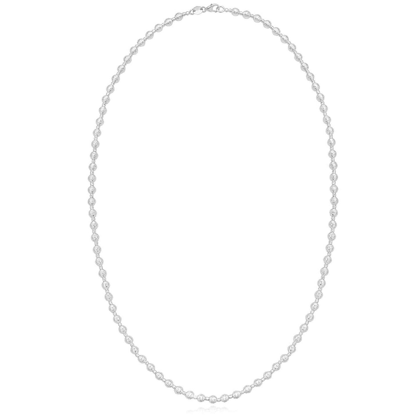Real 14K Gold Yellow or White 4mm Diamond-Cut Beaded Necklace 18" – Italian Made
