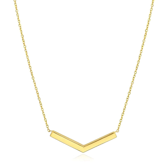 14K Yellow Gold Chevron Bar Necklace (Solid Links) 16.5"-18" Adjustable