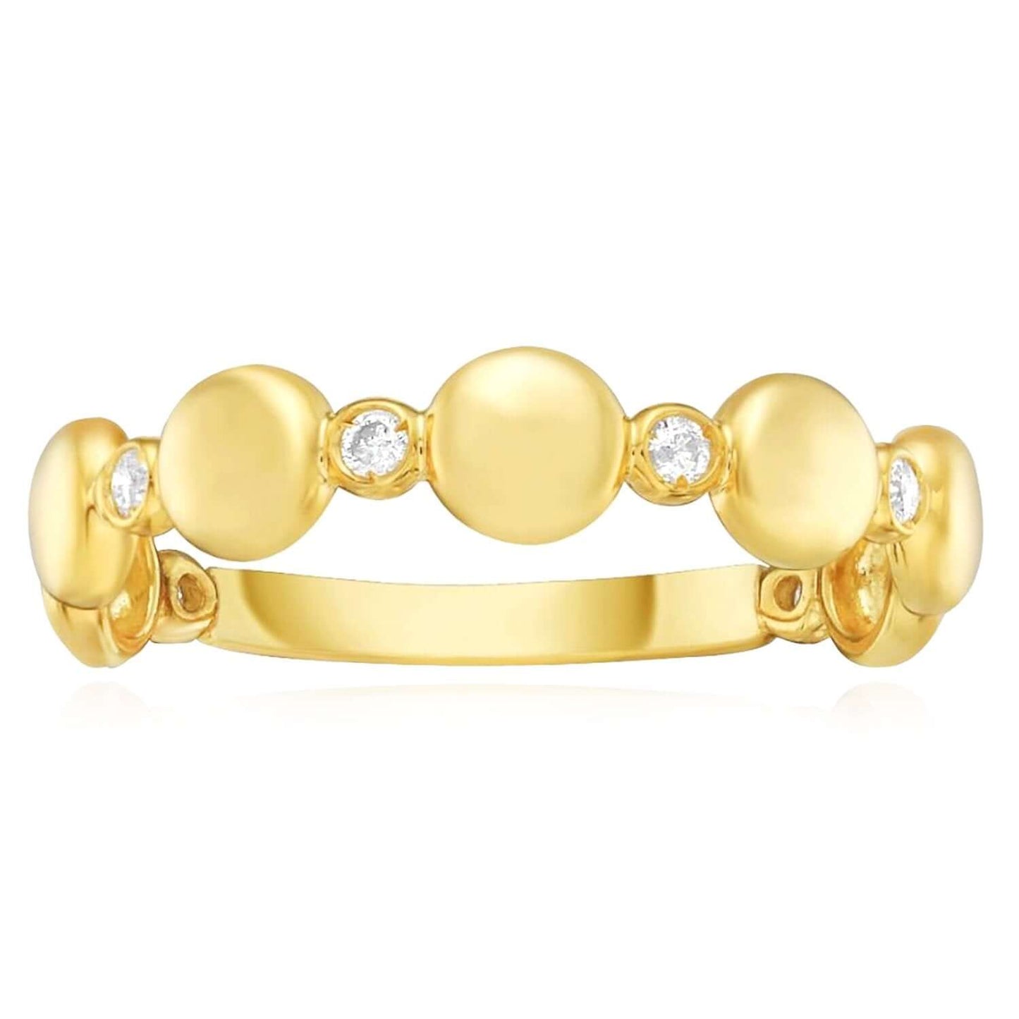 0.08CTW Real Diamond Real 14K Gold Bezel Stackable Pebble Ring – Italian Made