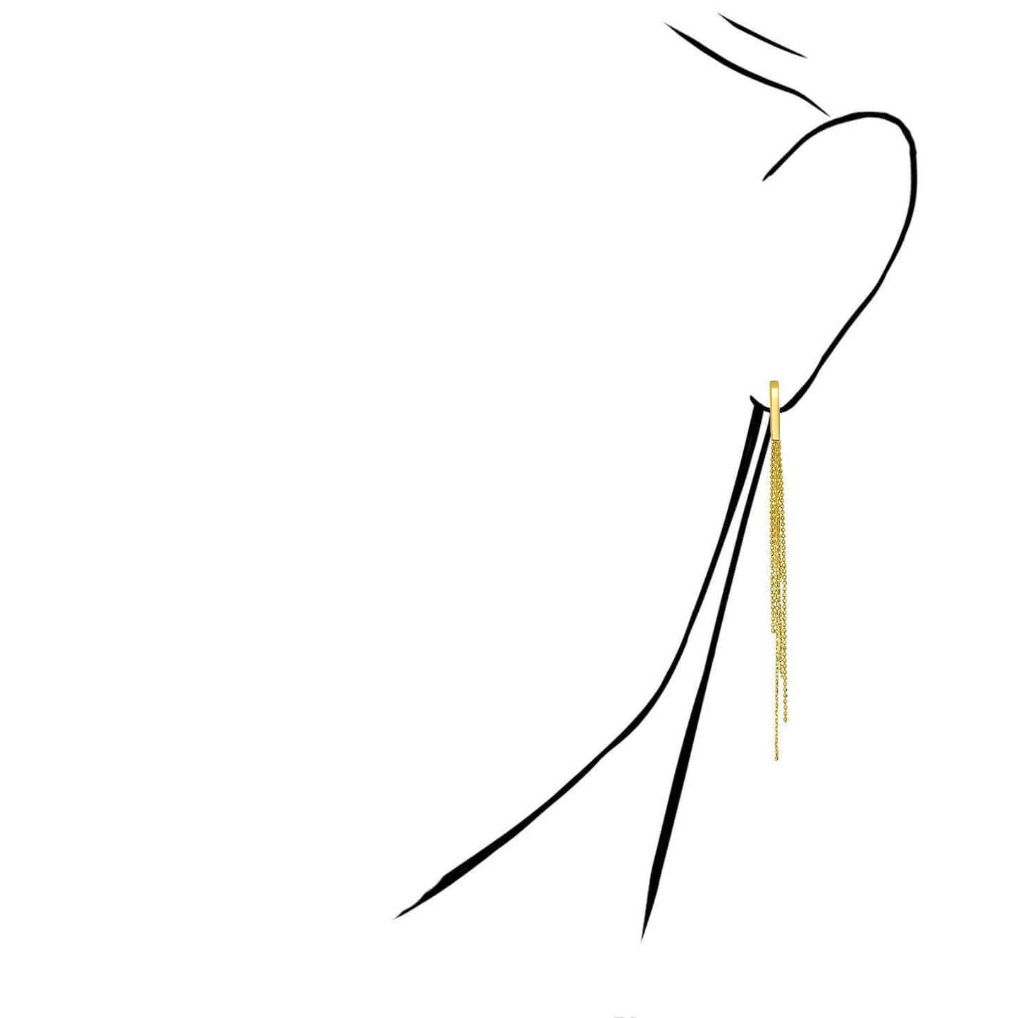 Real 14K Gold Long Chain Tassel Dangle Earrings 86.5mm – Italian Made