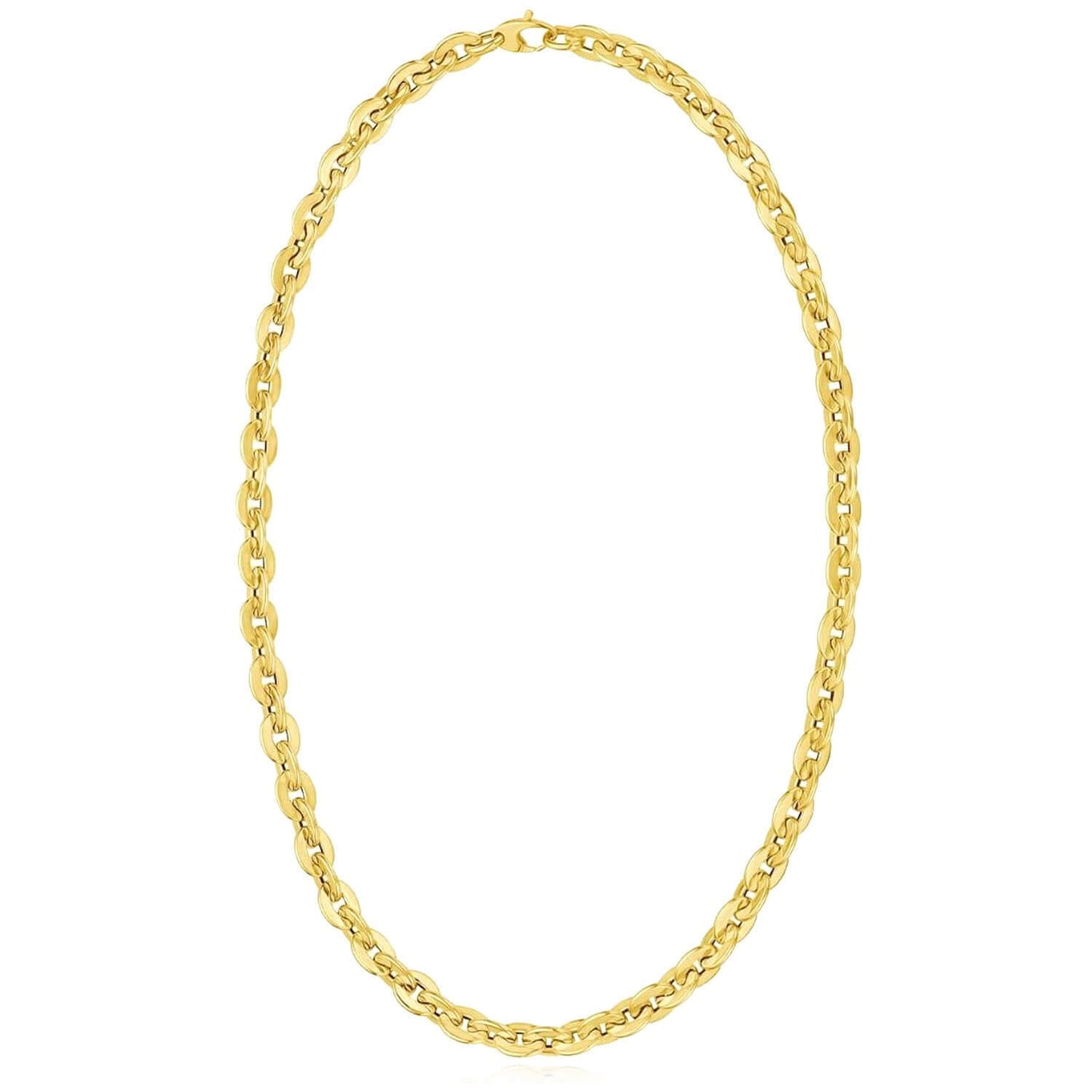 Real 14K Gold 18" Solid Rolo Chain Necklace 7.3mm – Italian Made