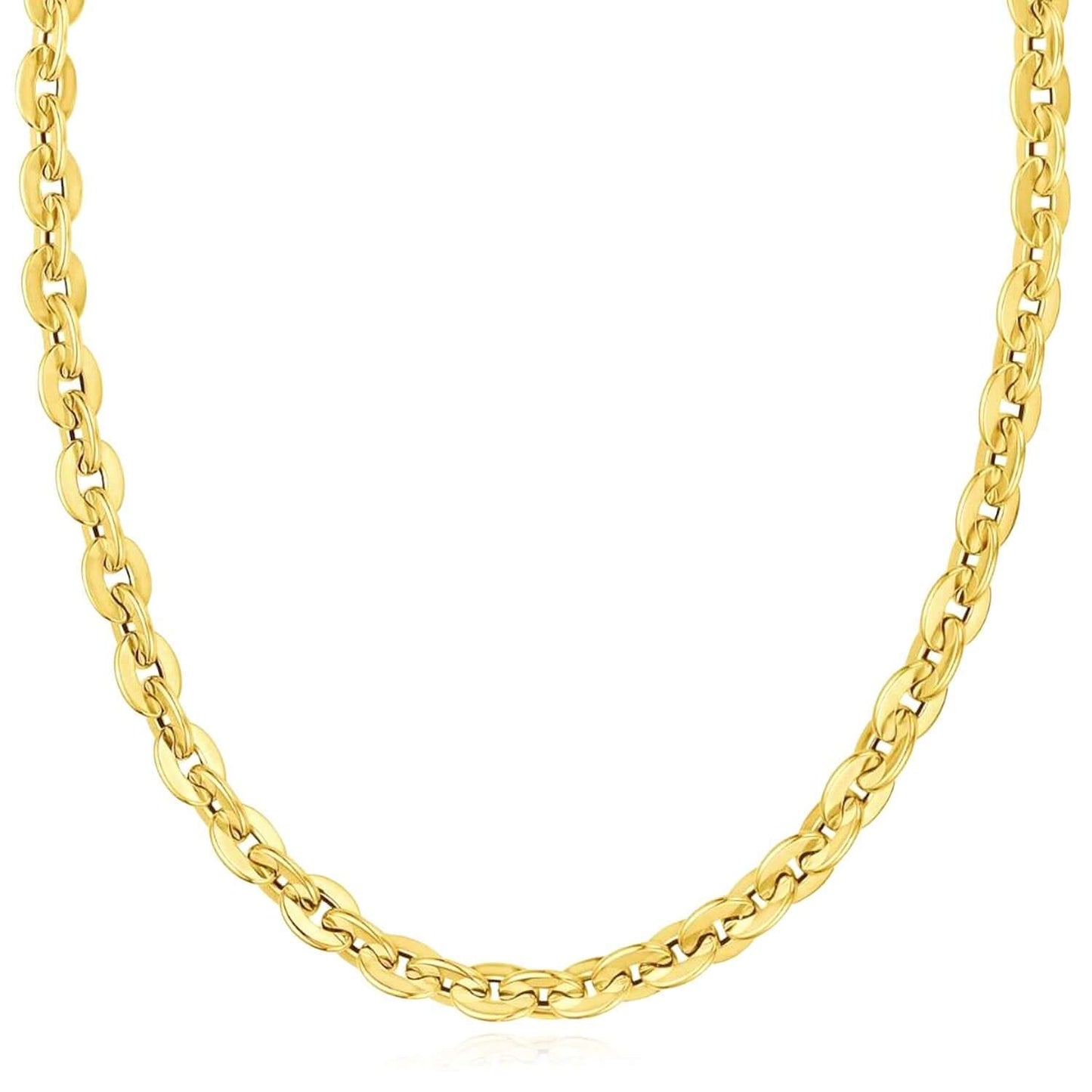 Real 14K Gold 18" Solid Rolo Chain Necklace 7.3mm – Italian Made