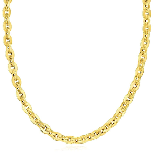 14K Yellow Gold 7.3mm Rolo Chain (Hollow) 18" – Italian Made