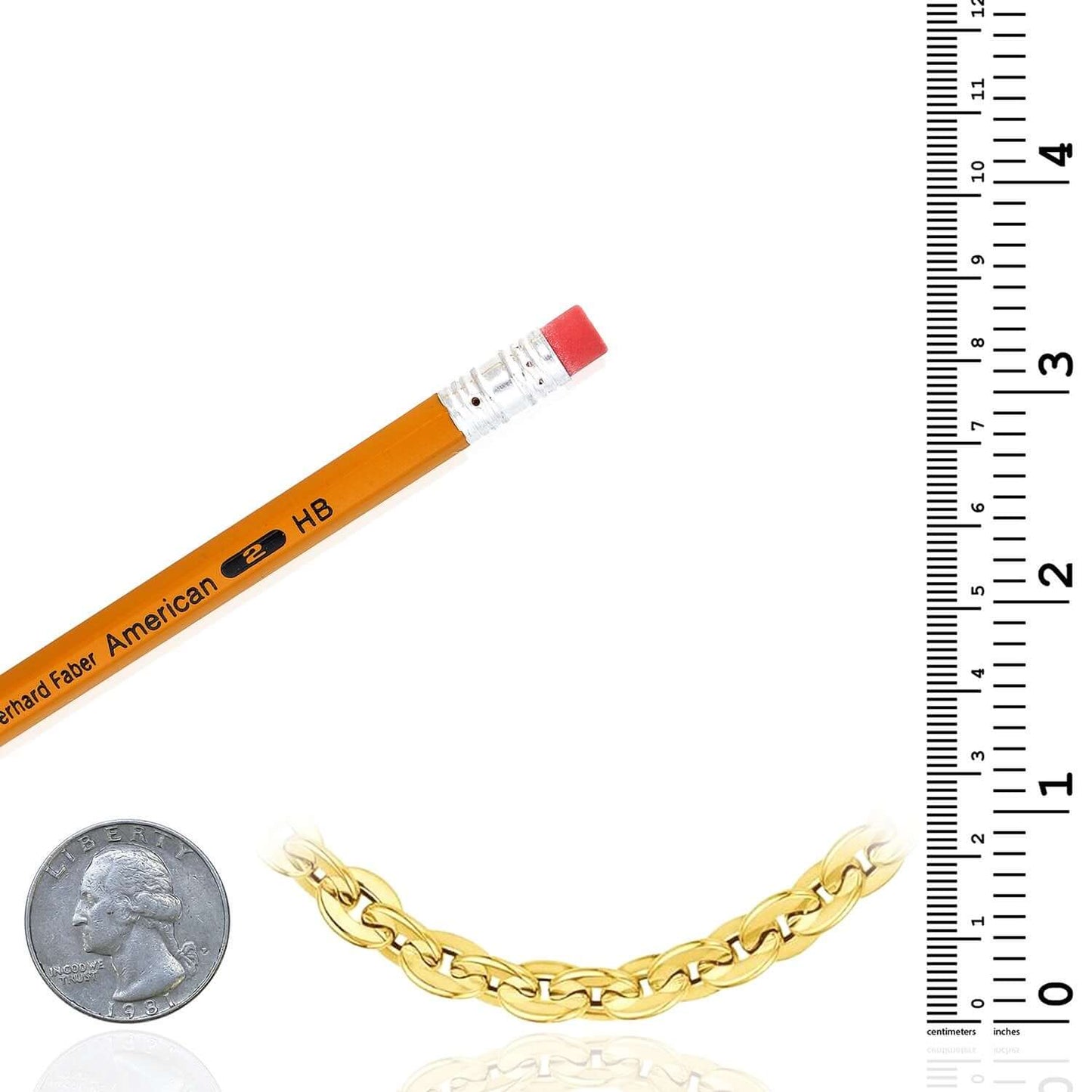 Real 14K Gold 18" Solid Rolo Chain Necklace 7.3mm – Italian Made