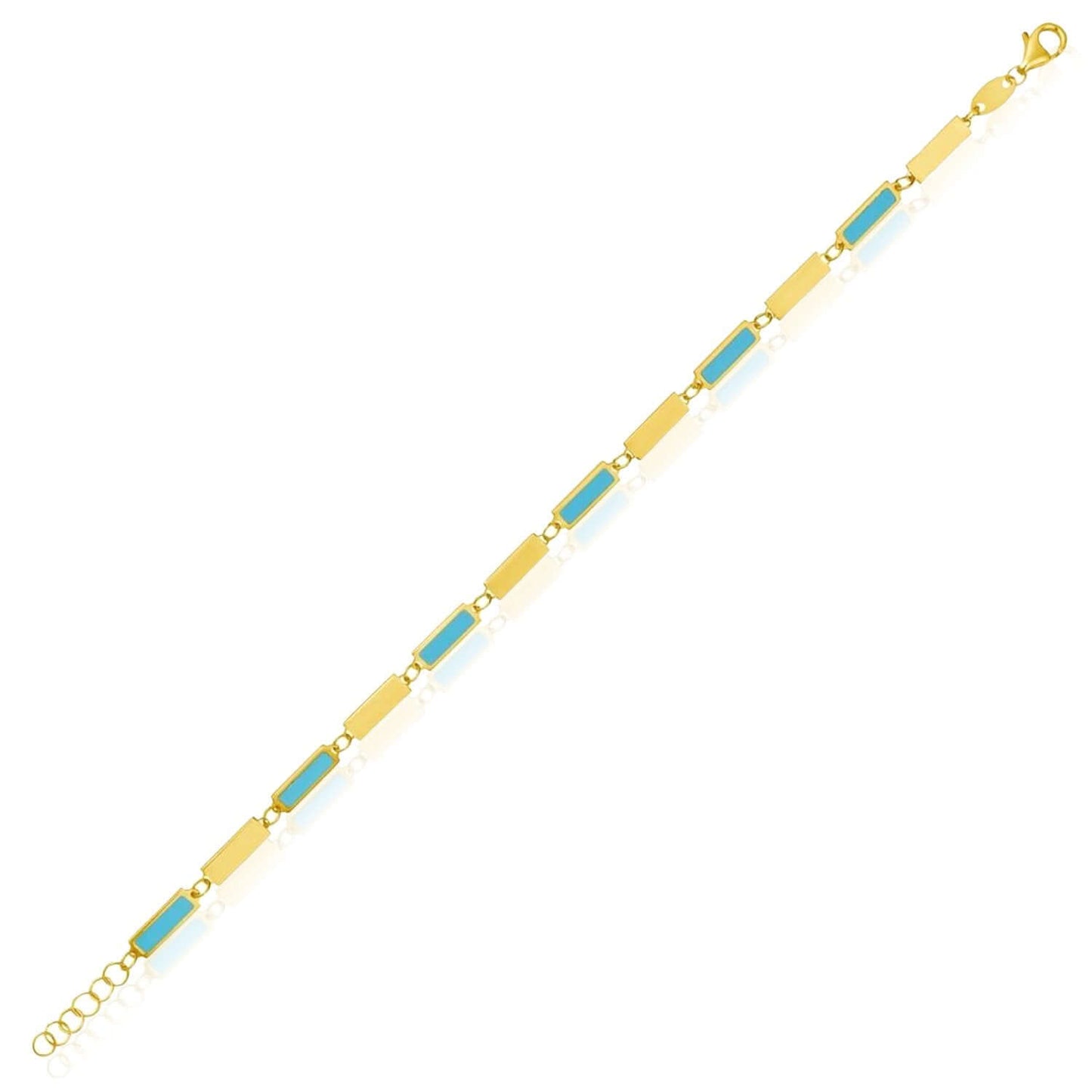 Real 14K Gold Bar Bracelet Turquoise or Malachite Inlay – Adjustable 7"-7.5"