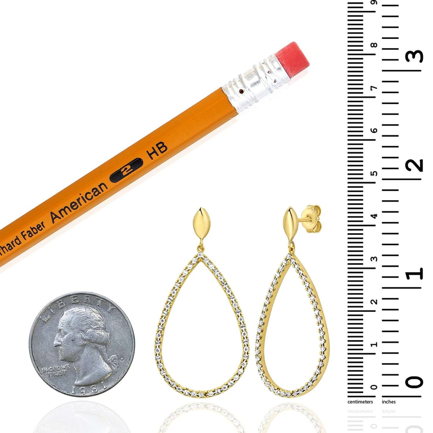 Real 14K Gold Two-Tone Diamond-Cut Teardrop Dangle Earrings – Italian Made