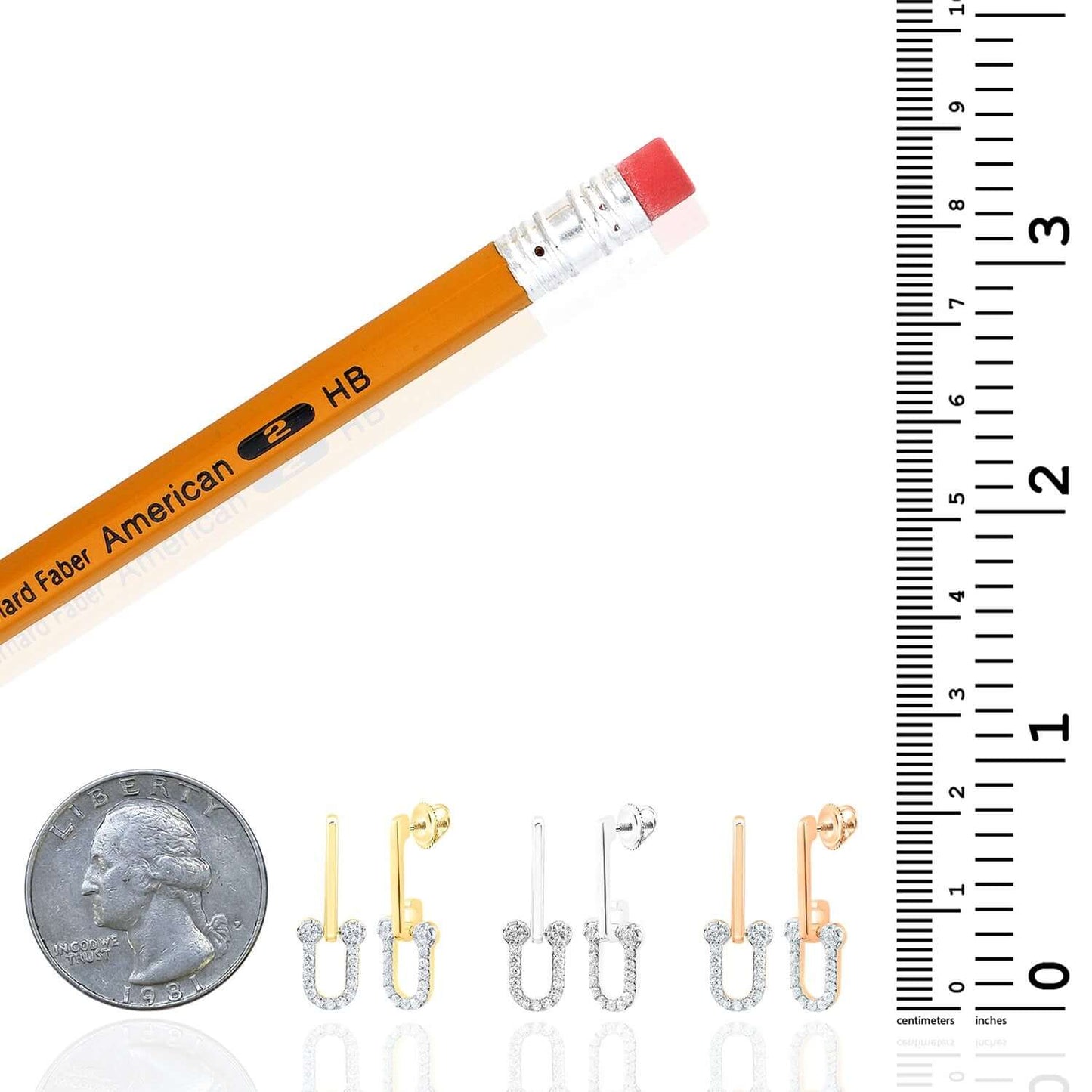 0.25CTW Real Diamond 10K Gold U-Link Drop Earrings Screw Back – HardWear