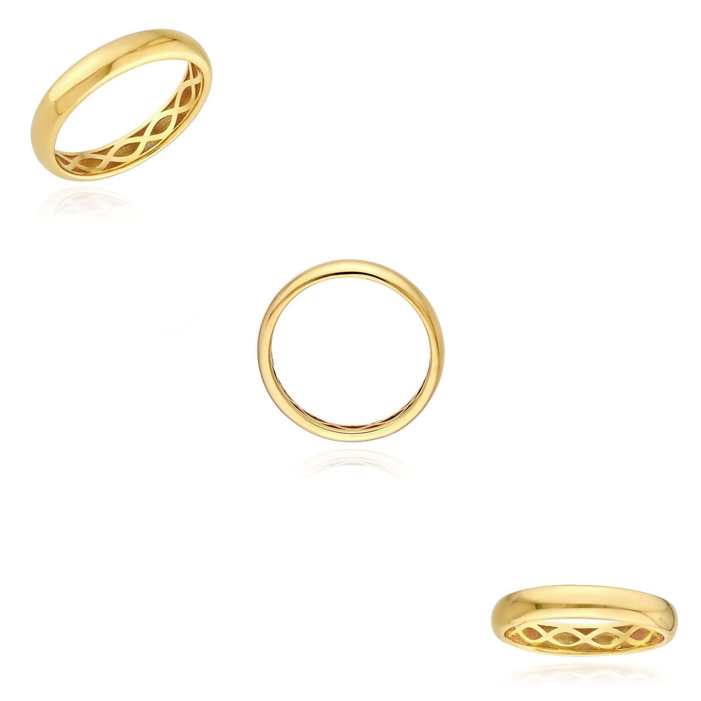Real 14K Gold Polished Wedding Band Ring 3.5mm Italian Made
