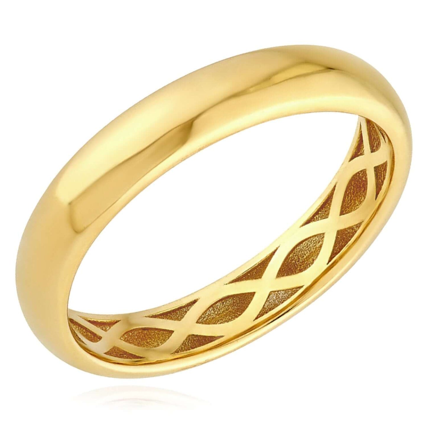 Real 14K Gold Polished Wedding Band Ring 3.5mm Italian Made