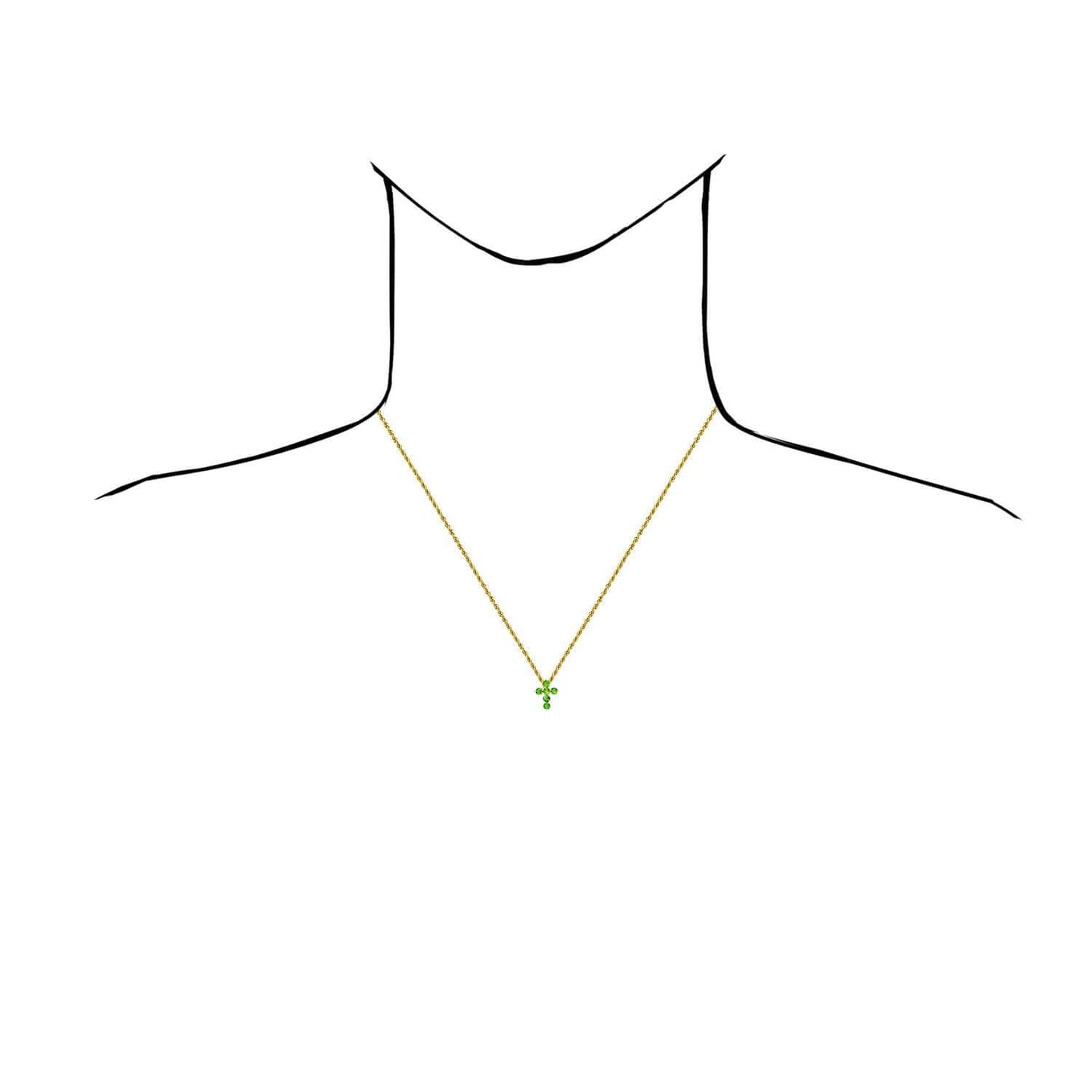 0.78CTW Natural Green Tsavorite 14K Gold Round Cross Pendant – Italian Made