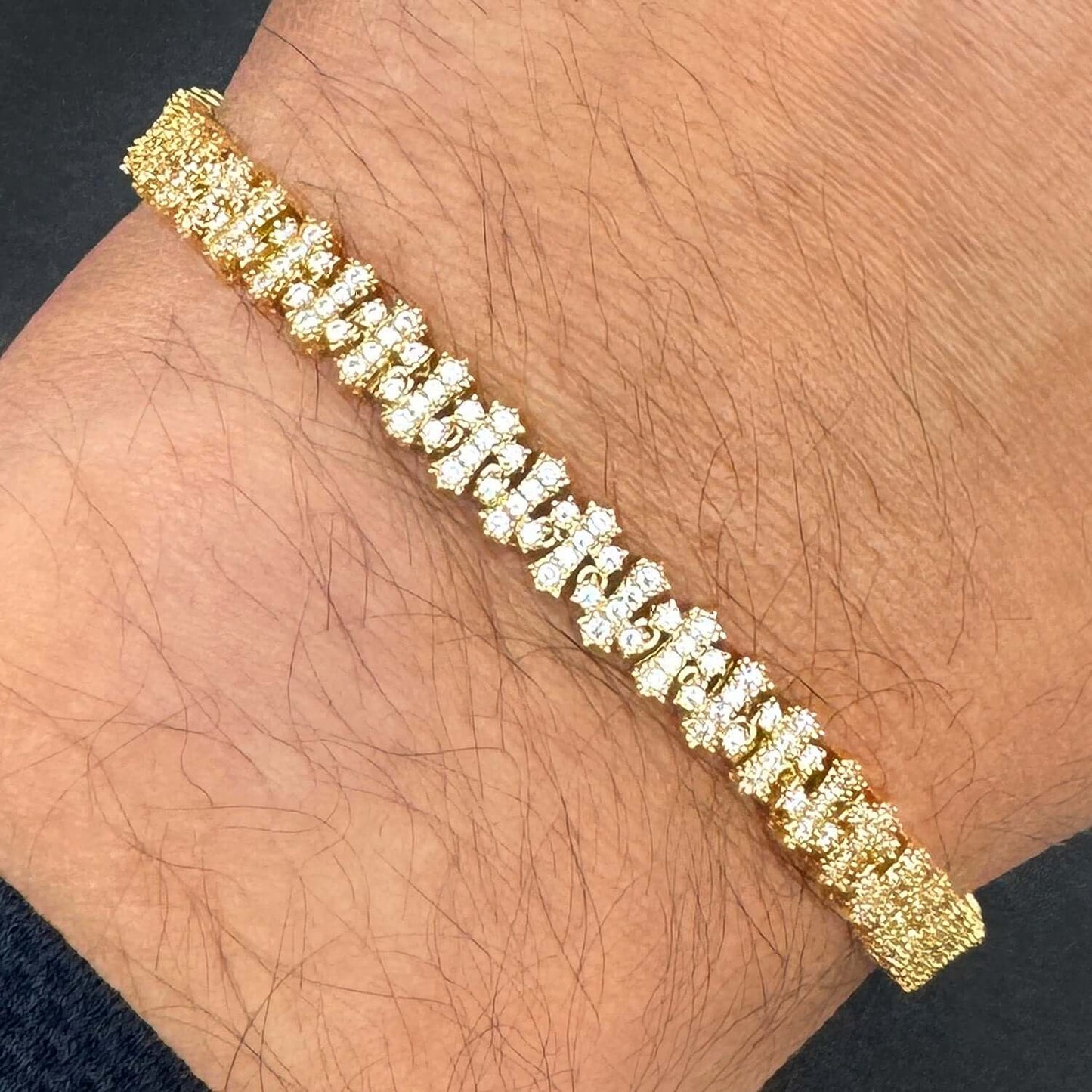 Real 14K Gold CZ Cross-Link Tennis Bracelet 6mm 8" Pave Style Solid