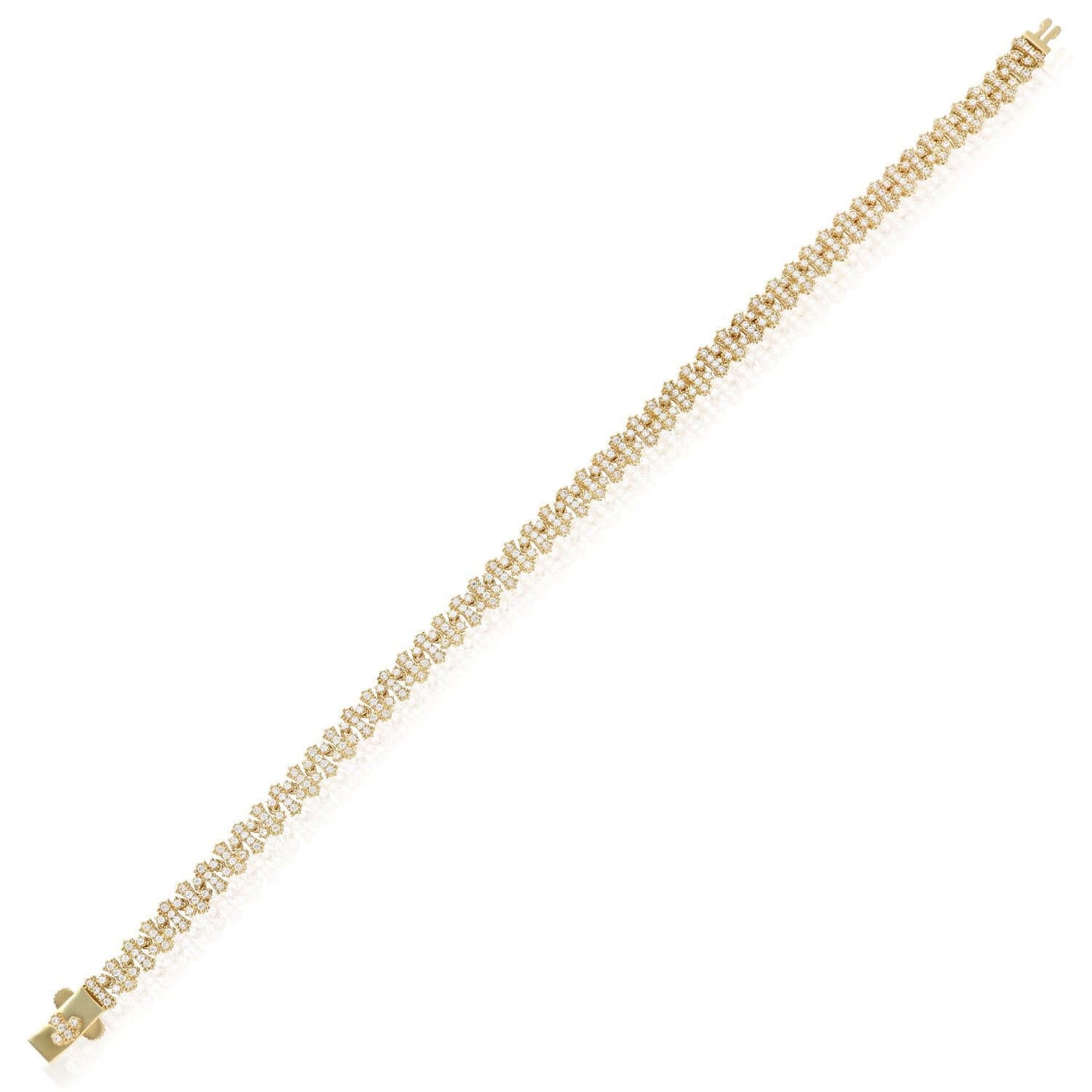 Real 14K Gold CZ Cross-Link Tennis Bracelet 6mm 8" Pave Style Solid