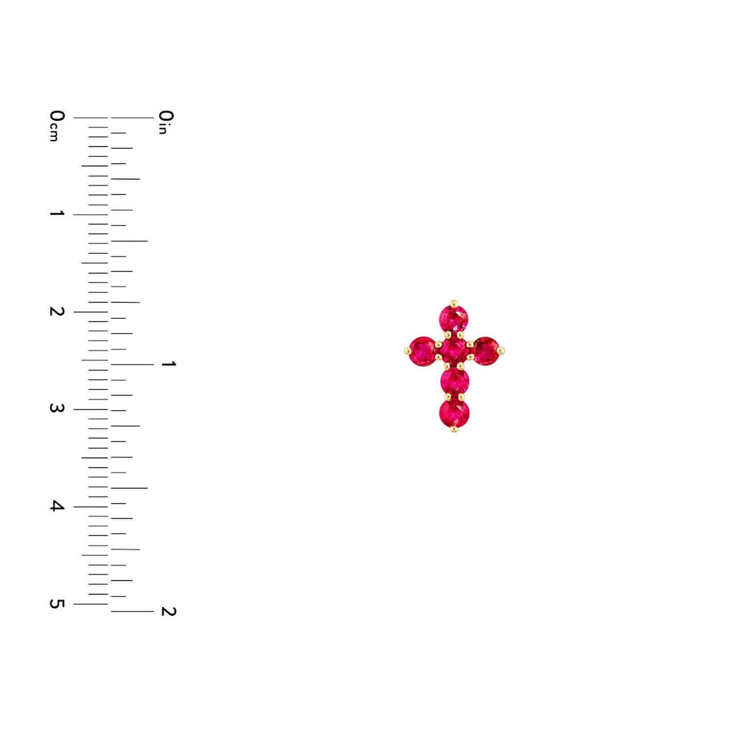Real 14k Gold 0.90CTW Real Ruby Cross Pendant 0.55"