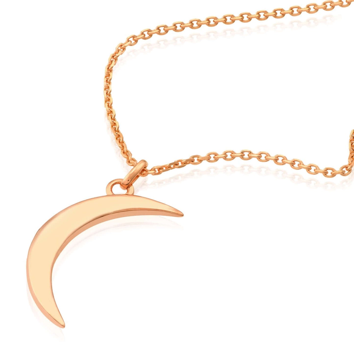 Real 14K Gold Crescent Moon Pendant Necklace 16-18" Adjustable – Made in Italy