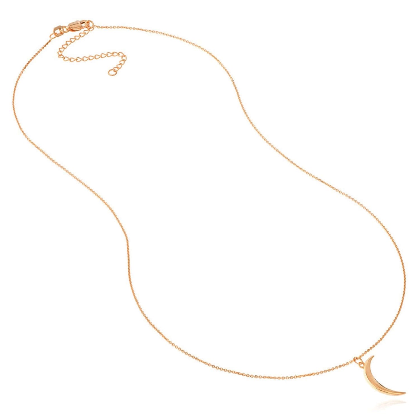 Real 14K Gold Crescent Moon Pendant Necklace 16-18" Adjustable – Made in Italy