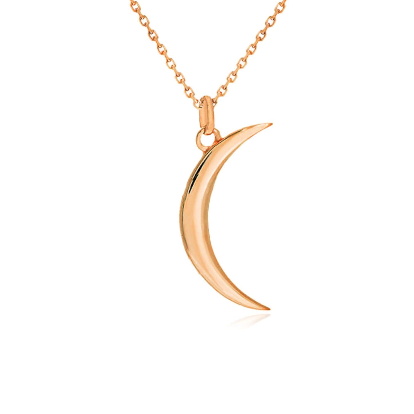 Real 14K Gold Crescent Moon Pendant Necklace 16-18" Adjustable – Made in Italy
