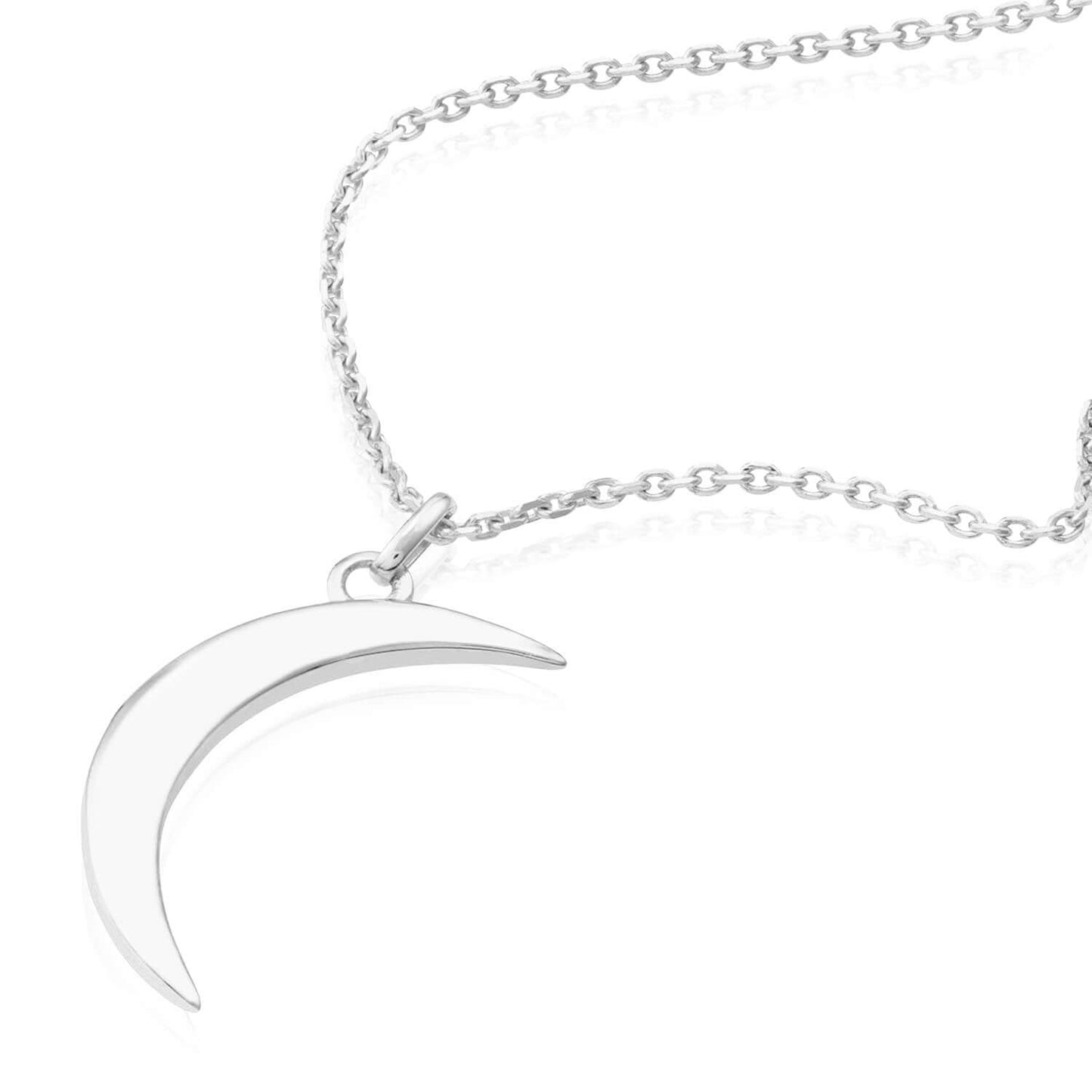 Real 14K Gold Crescent Moon Pendant Necklace 16-18" Adjustable – Made in Italy