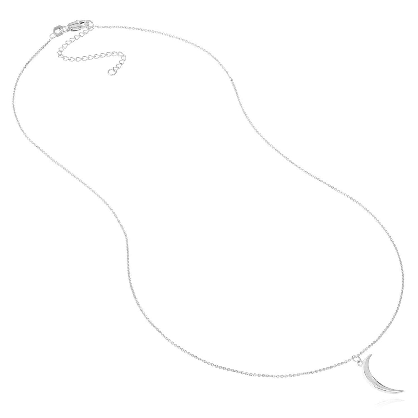 Real 14K Gold Crescent Moon Pendant Necklace 16-18" Adjustable – Made in Italy