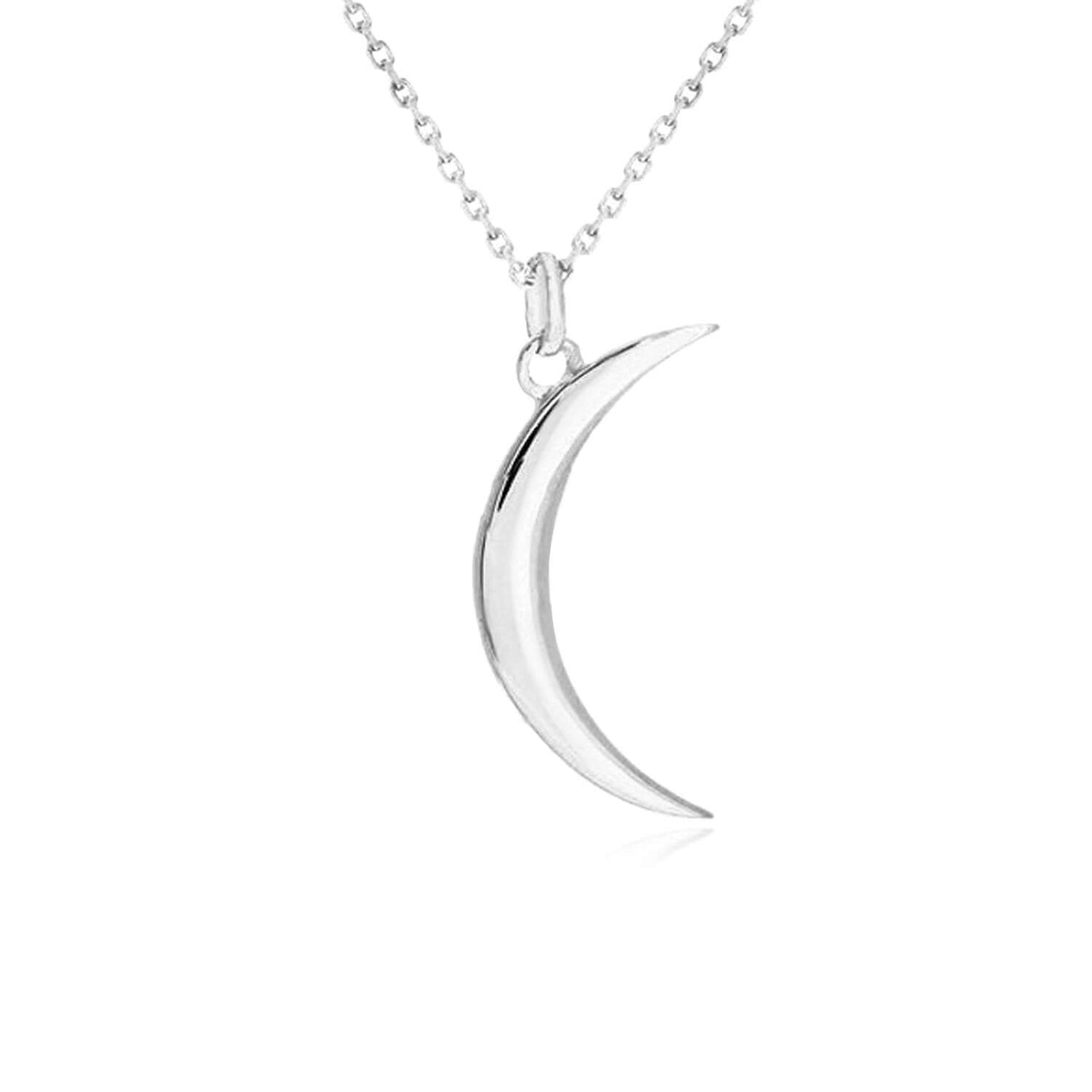 Real 14K Gold Crescent Moon Pendant Necklace 16-18" Adjustable – Made in Italy