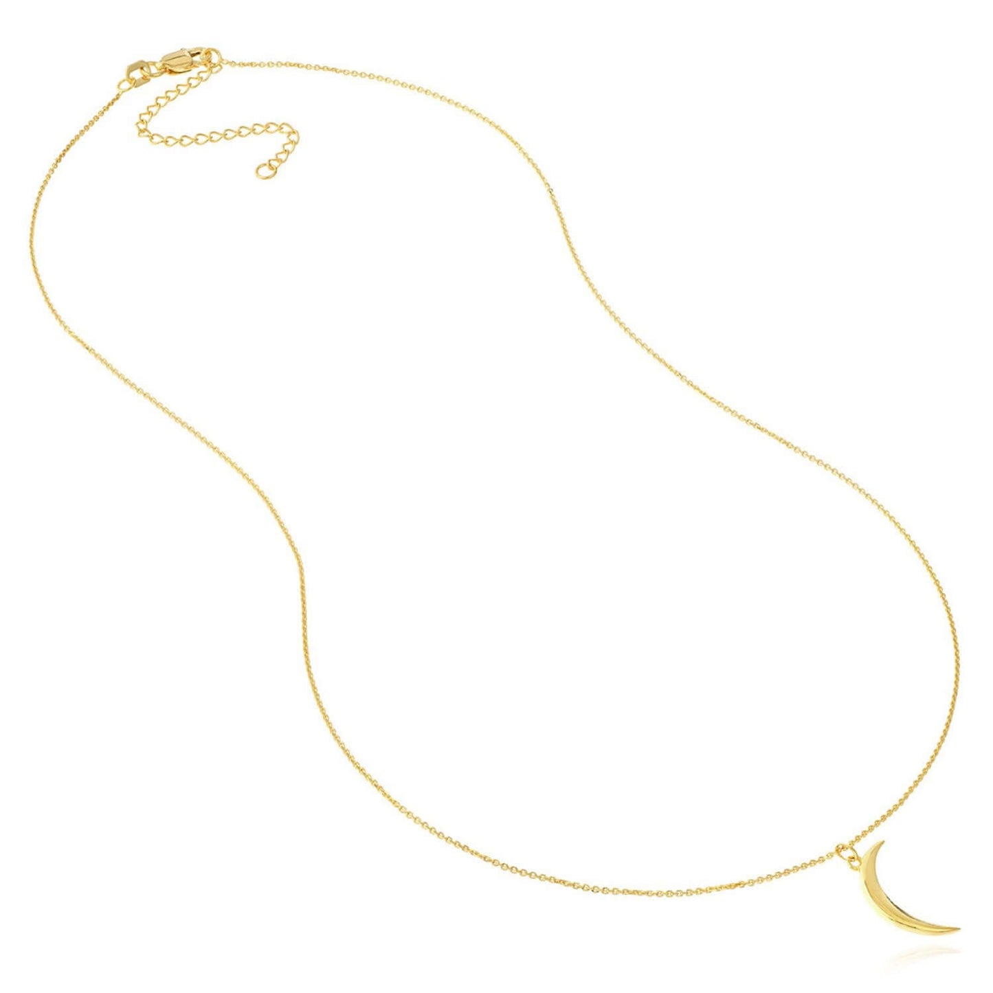 Real 14K Gold Crescent Moon Pendant Necklace 16-18" Adjustable – Made in Italy