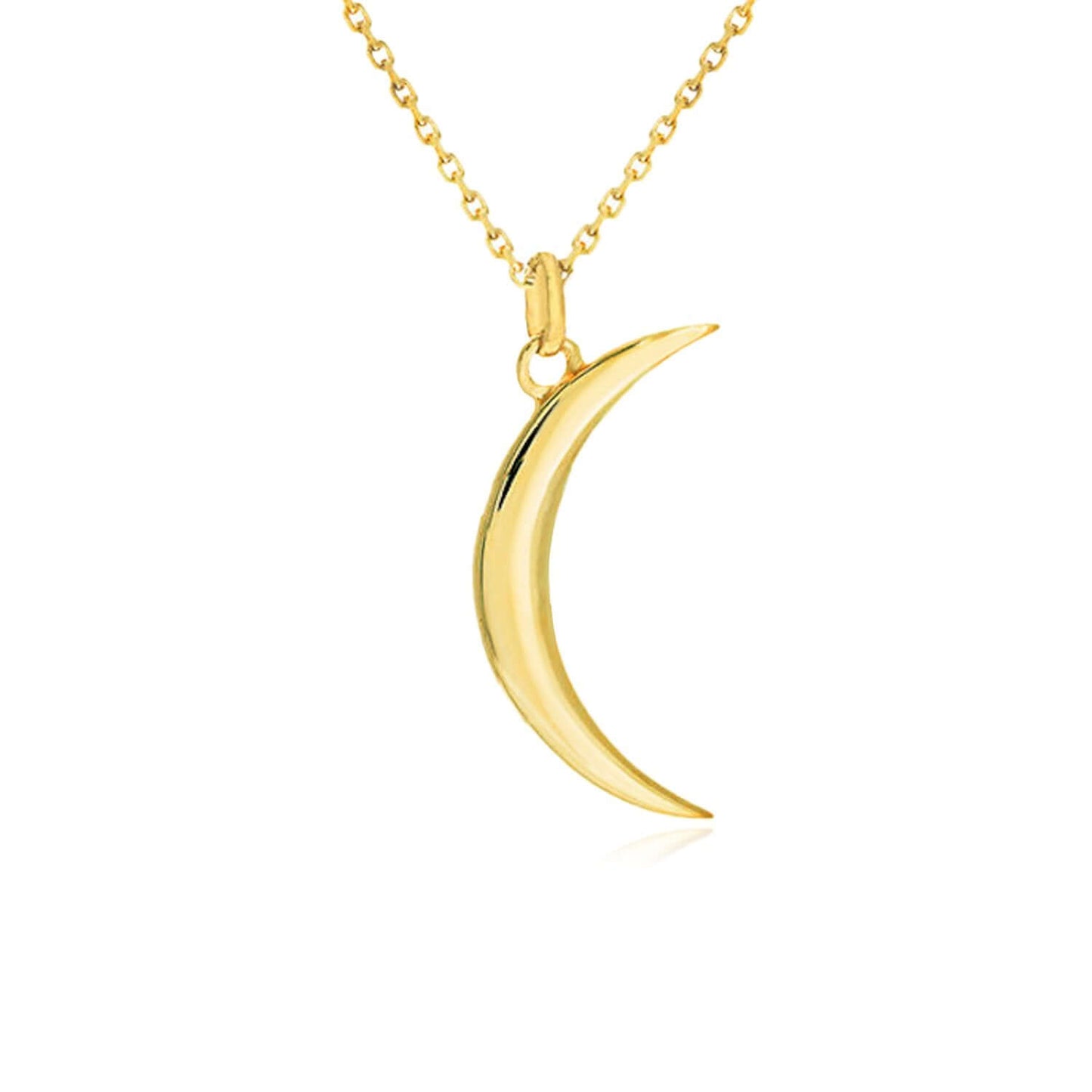 Real 14K Gold Crescent Moon Pendant Necklace 16-18" Adjustable – Made in Italy
