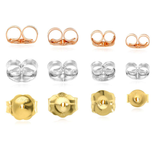 14K Gold Earring Replacement Push Back Yellow, White, Rose (Sold Individually)
