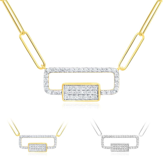 0.25CTW Natural Diamond 10K White Gold Paperclip 18" Necklace (Solid Links)