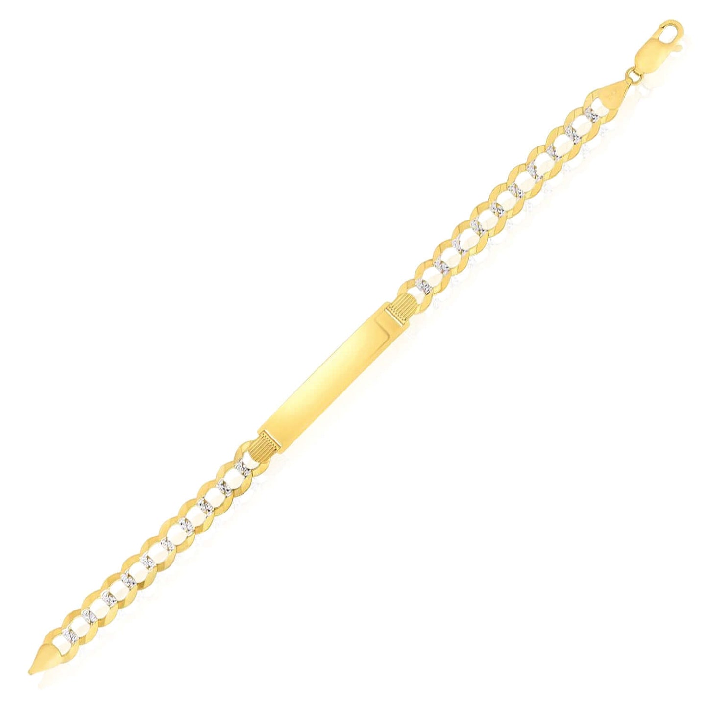 Customizable Real 14K Gold Solid 8.3mm Diamond-Cut Cuban ID Bracelet 8.5"
