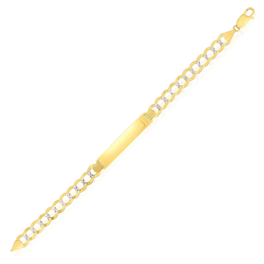 Customizable 14K Two-Tone Gold 8.3mm Diamond-Cut Cuban ID Bracelet (Solid Links) 8.5"