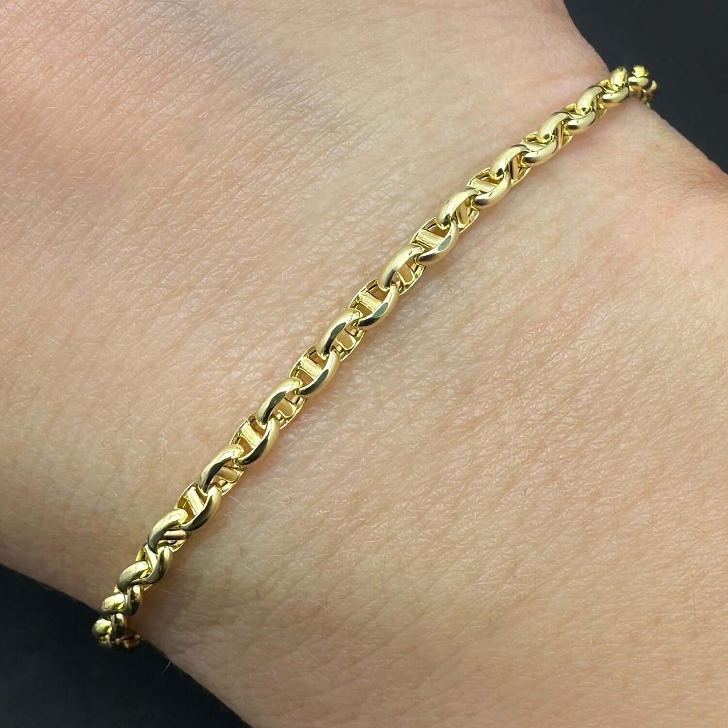 Real 14K Gold 2.8mm Mariner Bracelet 7" - Made in Italy