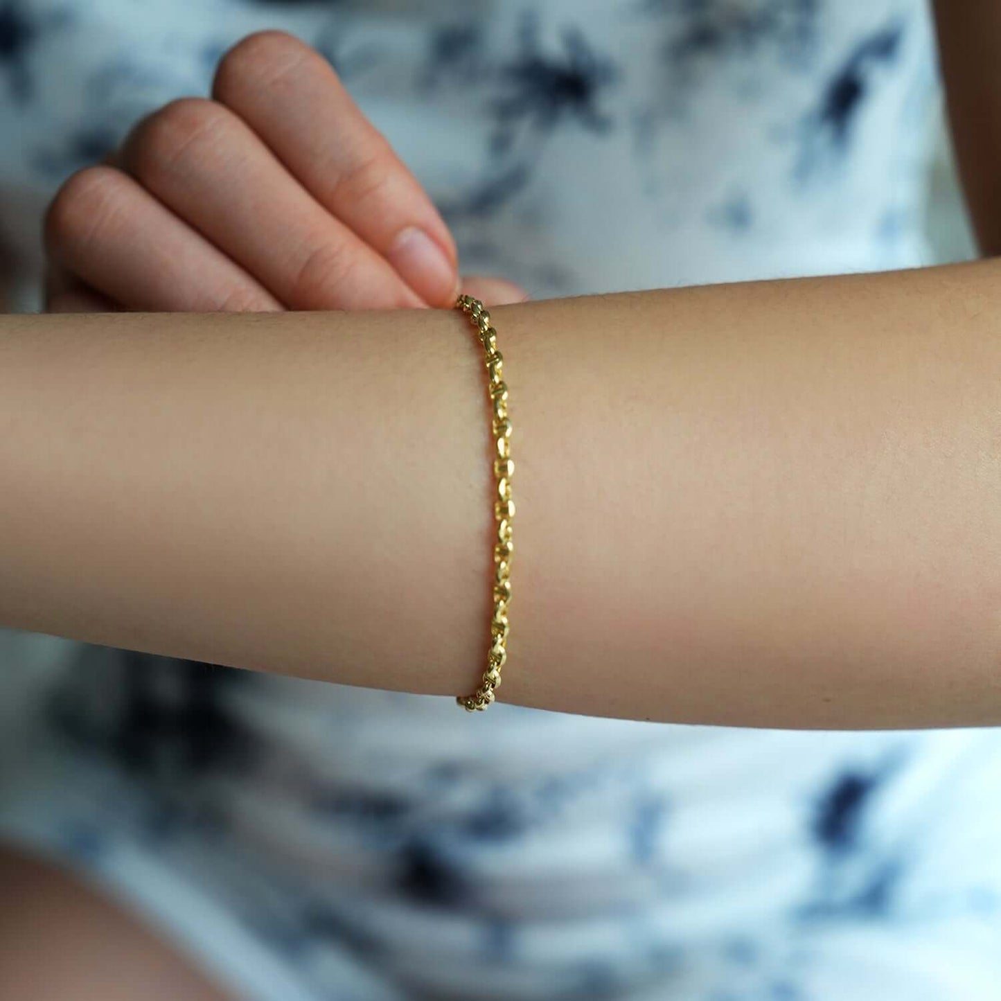 Real 14K Gold 2.8mm Mariner Bracelet 7" - Made in Italy