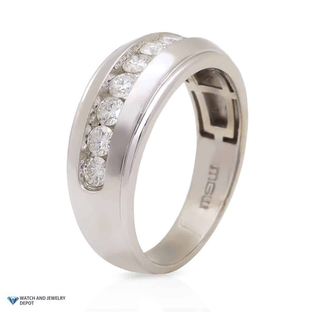 1.35Ct Round Real Diamond 10K White Gold Men's & Women's Band Ring Size 10.5
