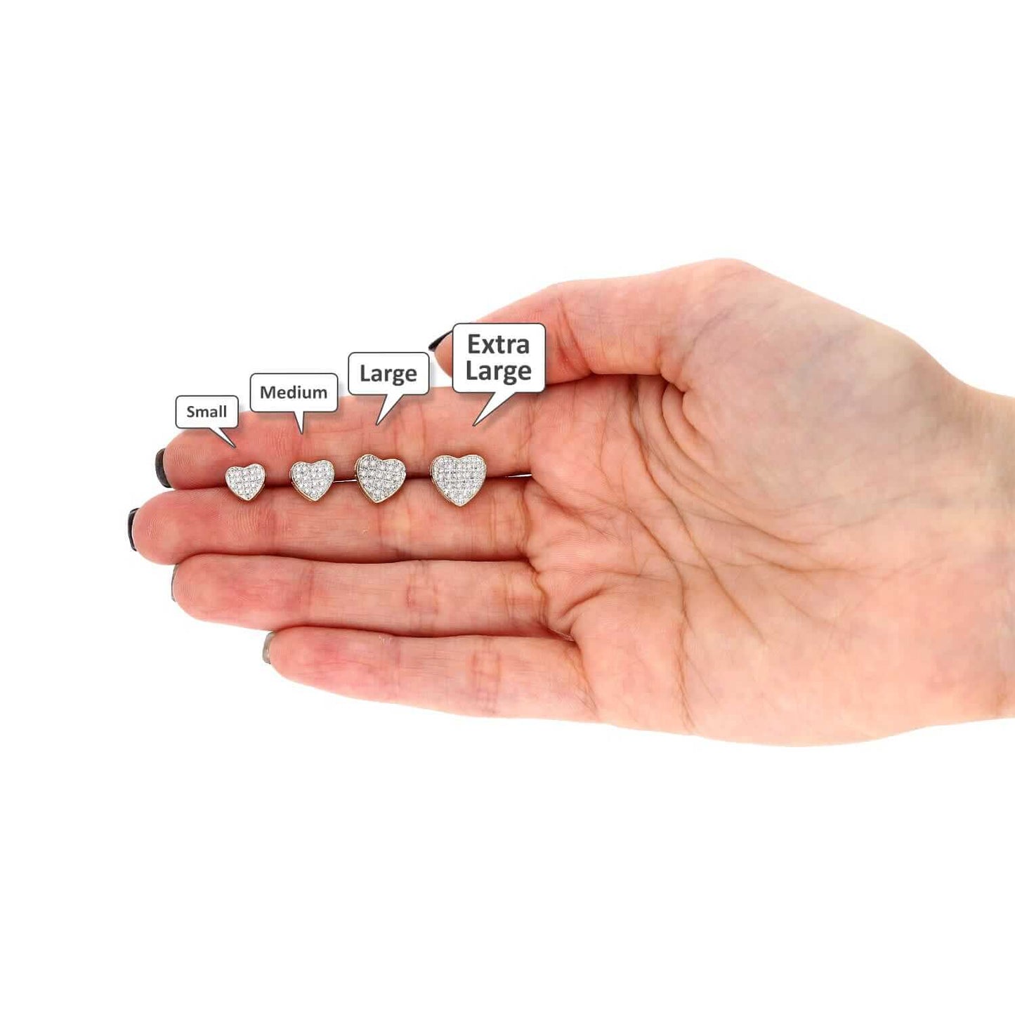 Natural Diamond 10k Yellow Gold Pave Heart Stud Earrings 6.5mm-9mm