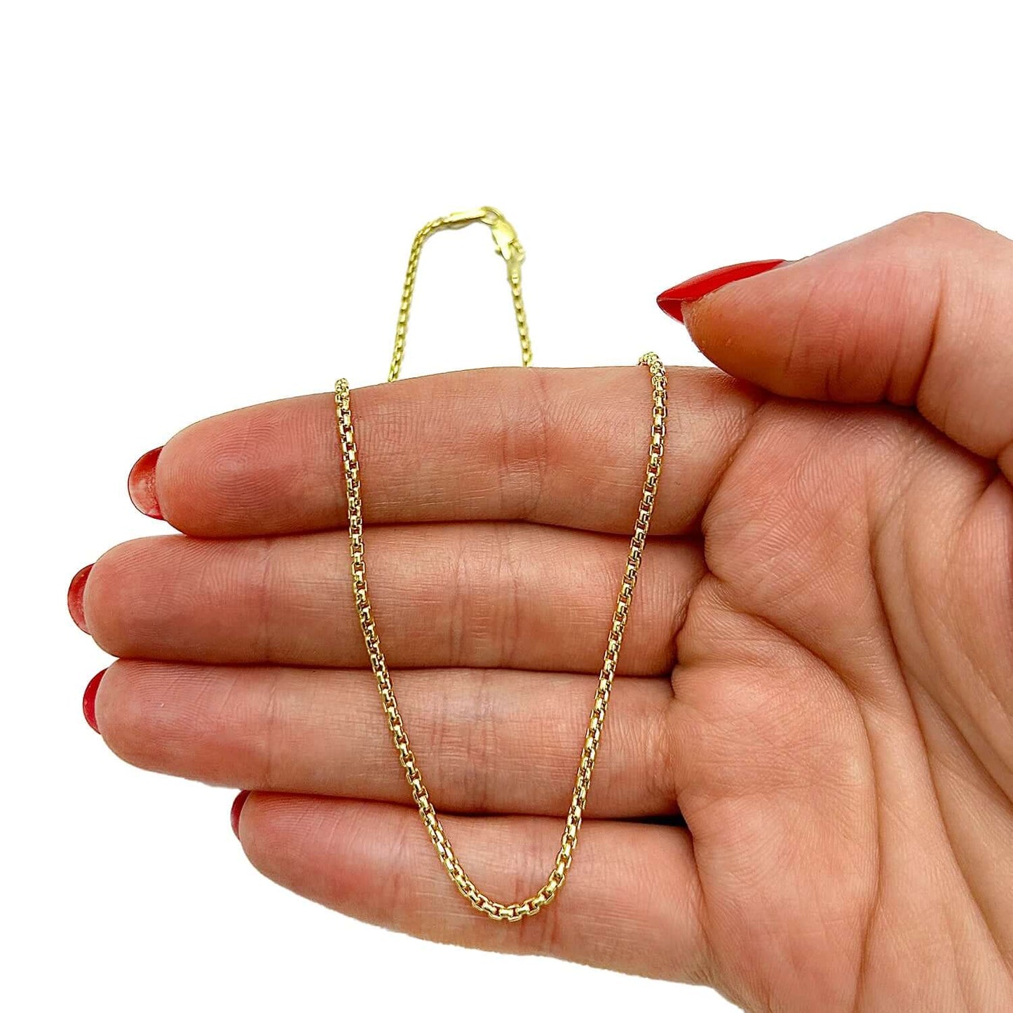 14K Yellow Gold 2mm Round Box Chain (Solid Links) 18"-26"