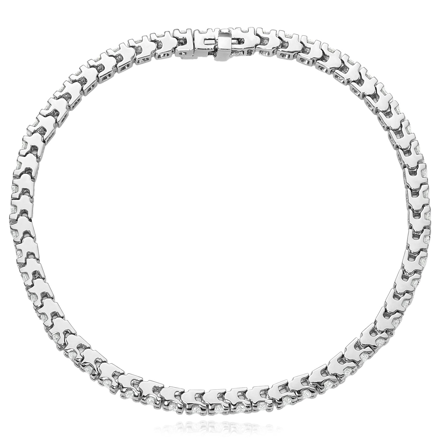 1.25-6.45CTW Lab-Grown Diamond Real 14K White Gold 3mm-5mm Tennis Bracelet 7"