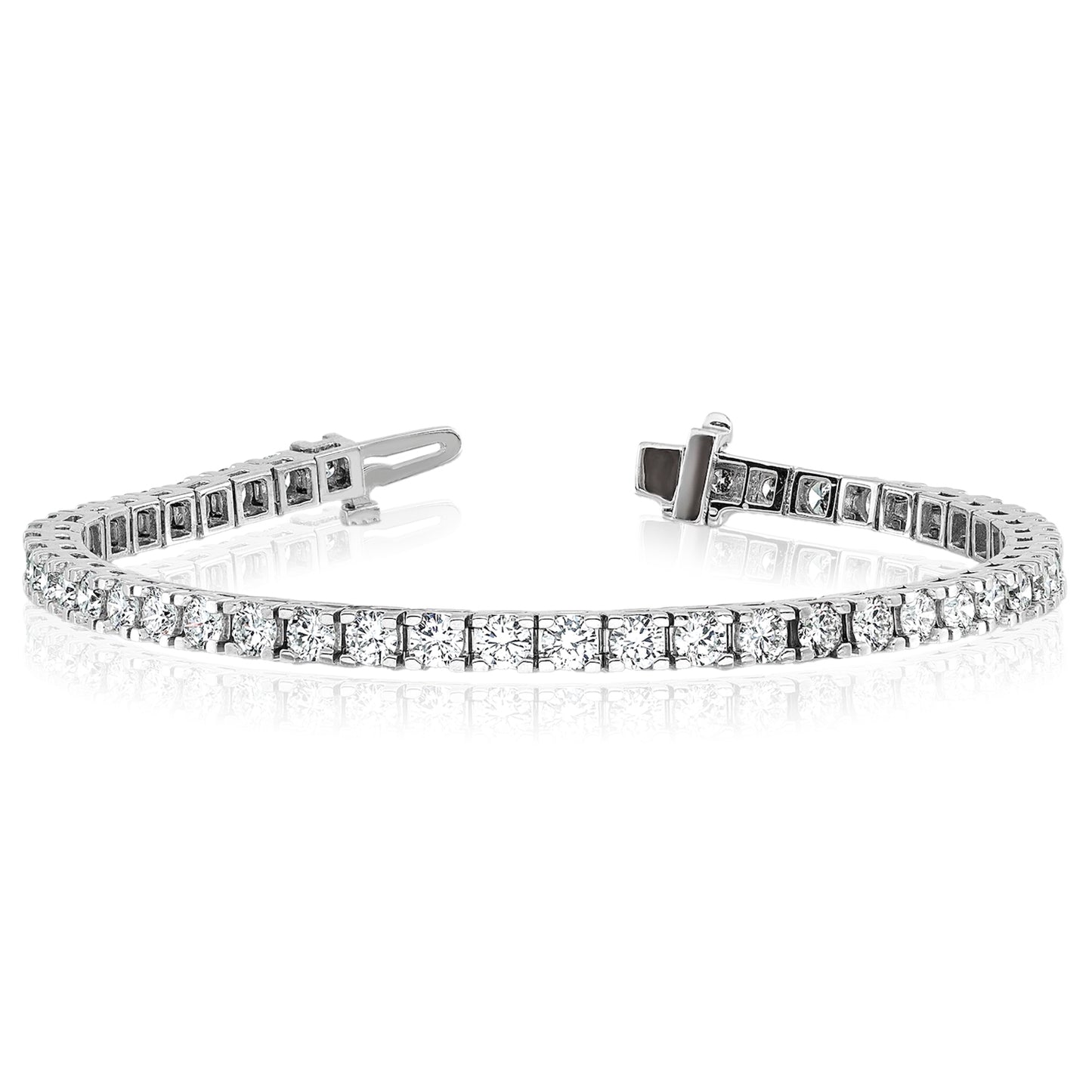 1.25-6.45CTW Lab-Grown Diamond Real 14K White Gold 3mm-5mm Tennis Bracelet 7"
