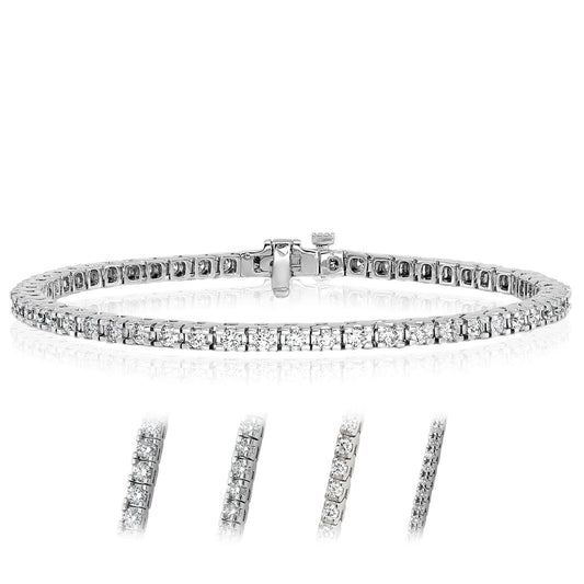 1.25-6.45CTW Lab-Grown Diamond 14K White Gold 3mm-5mm Tennis Bracelet 7"