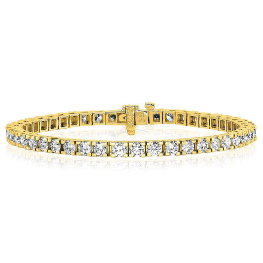 1.25-6.45CTW Lab-Grown Diamond 14K Yellow Gold 3mm-5mm Tennis Bracelet 7"